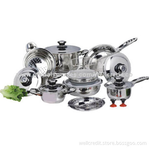 21-piece stainless steel cookware set with good quality and sauce pan